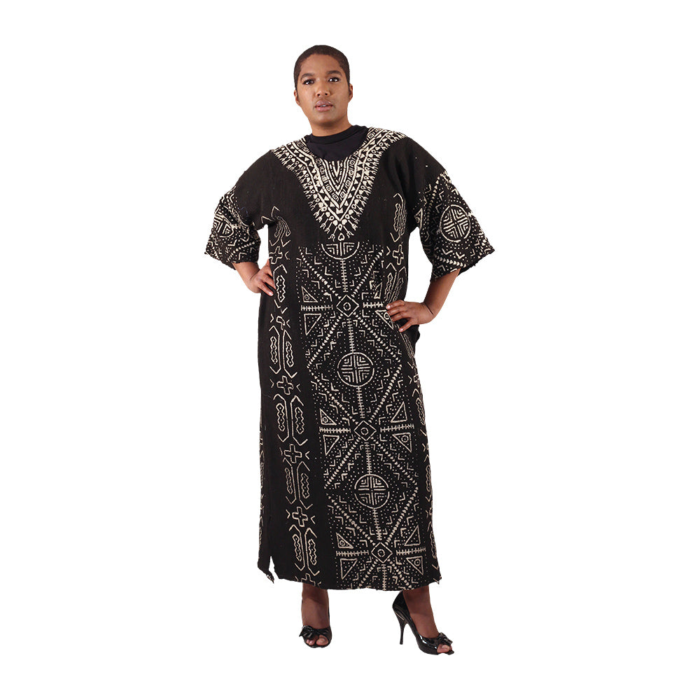 Authentic Mud Cloth Dress - Round Collar - 4 Color