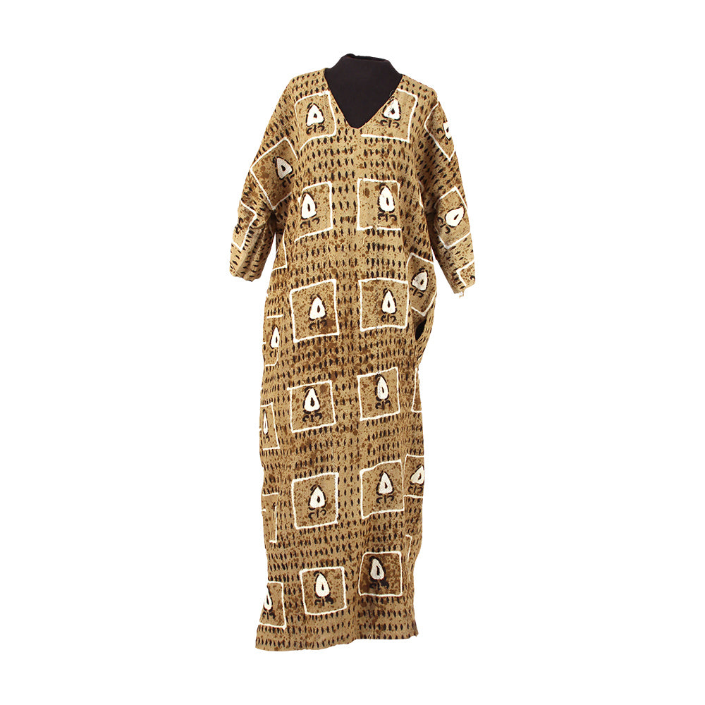 Authentic Mud Cloth Dress - Dip Collar - 4 Color