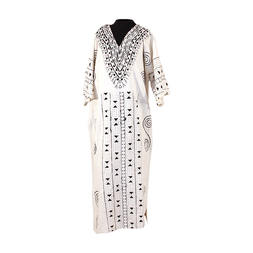 Authentic Mud Cloth Dress - Dip Collar - 4 Color