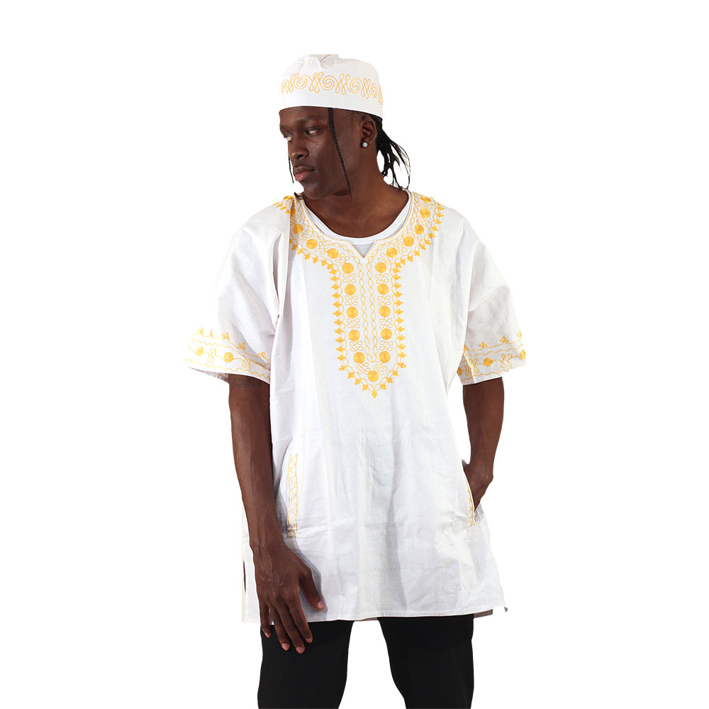Amare Gold Embroidered Dashiki Top - Black - Free