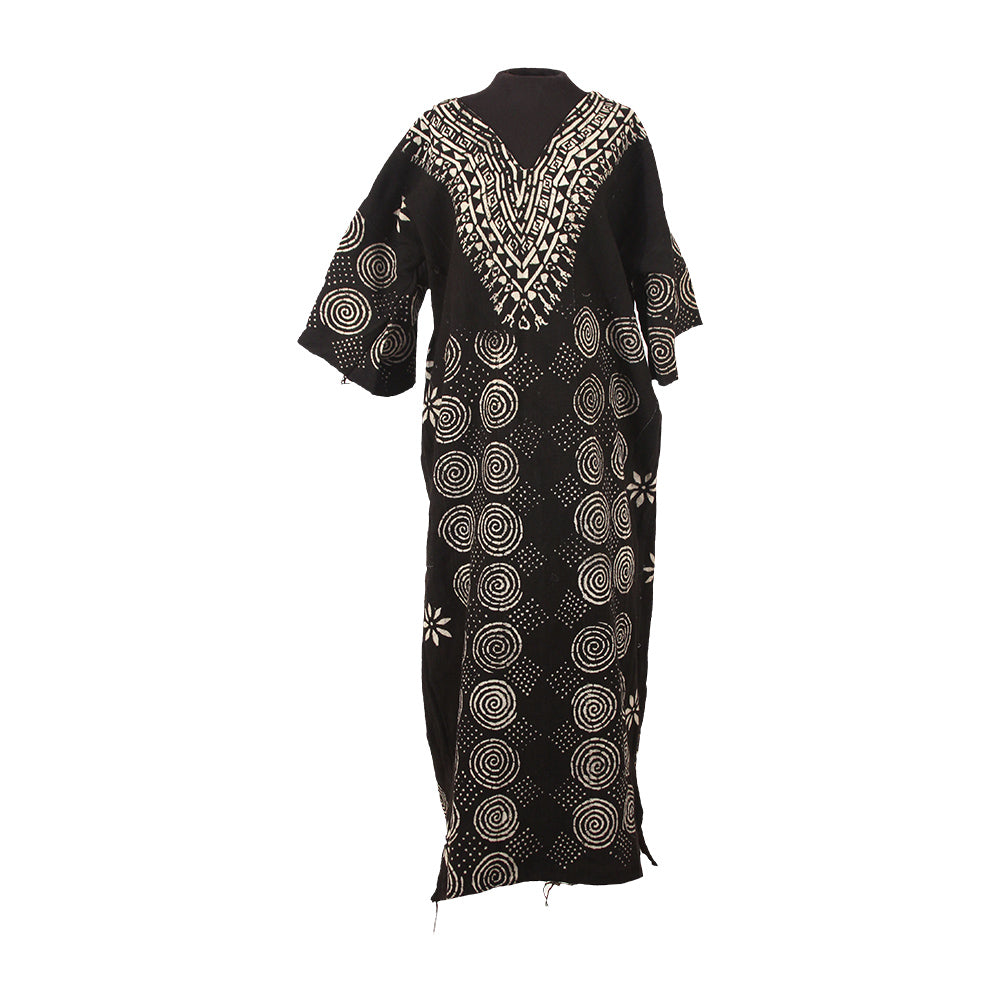 Authentic Mud Cloth Dress - Dip Collar - 4 Color