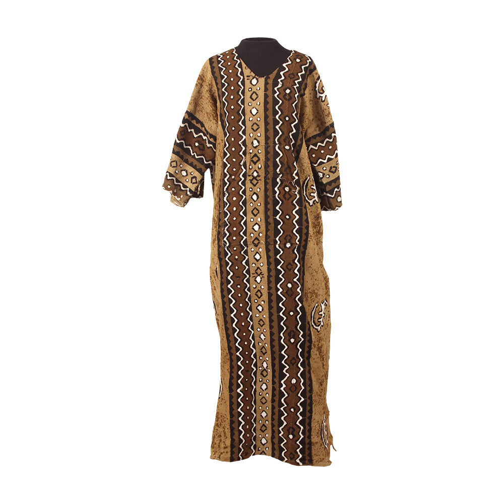 Authentic Mud Cloth Dress - Dip Collar - 4 Color