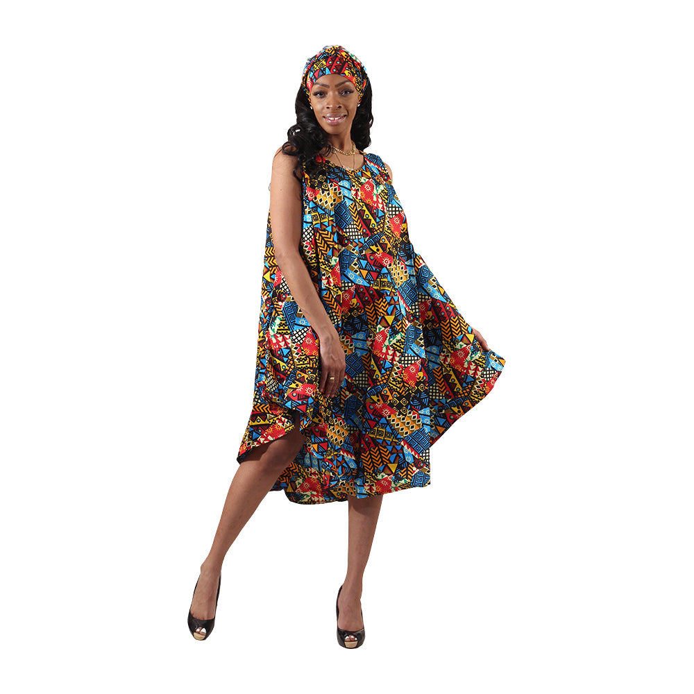 Ankara Print Umbrella Dress - Style-A