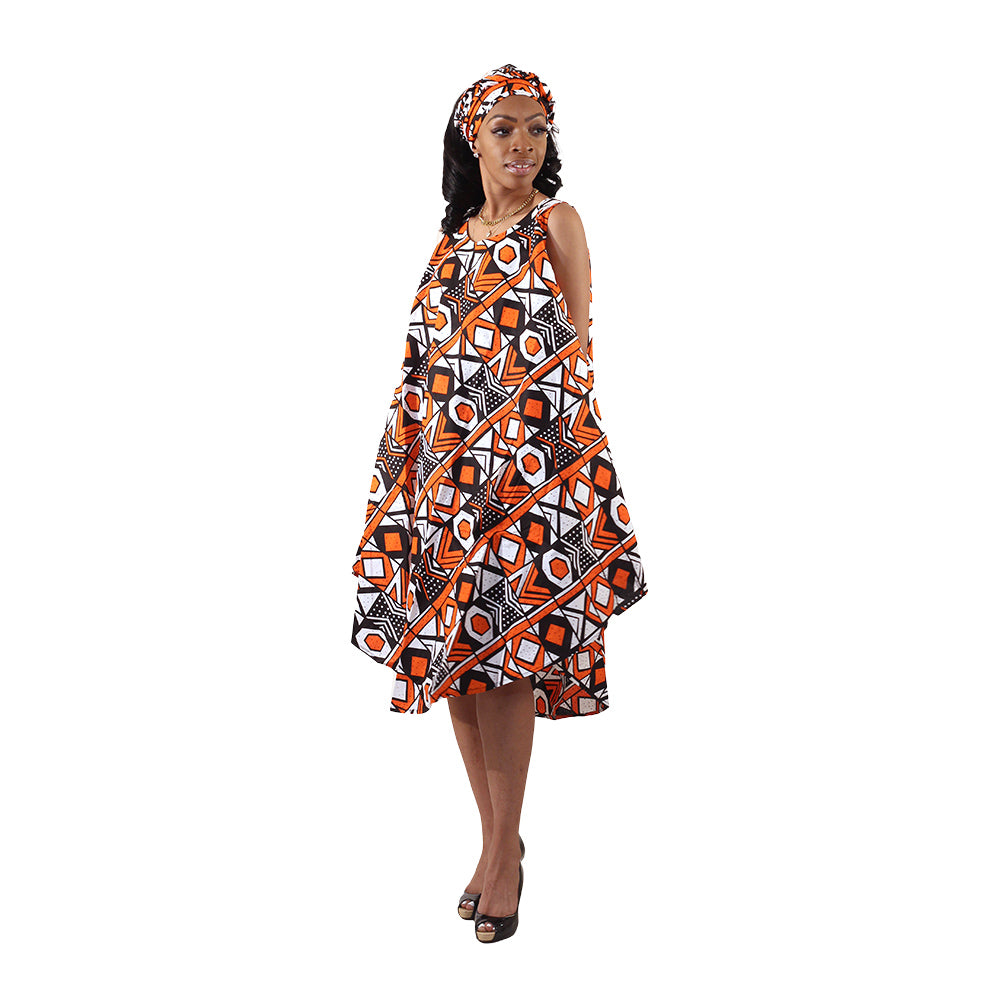 Ankara Print Umbrella Dress - Style-A
