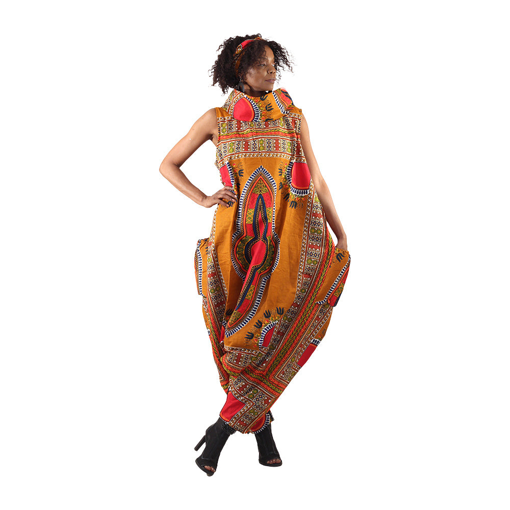 Big Dashiki Zip Jumpsuit - Black
