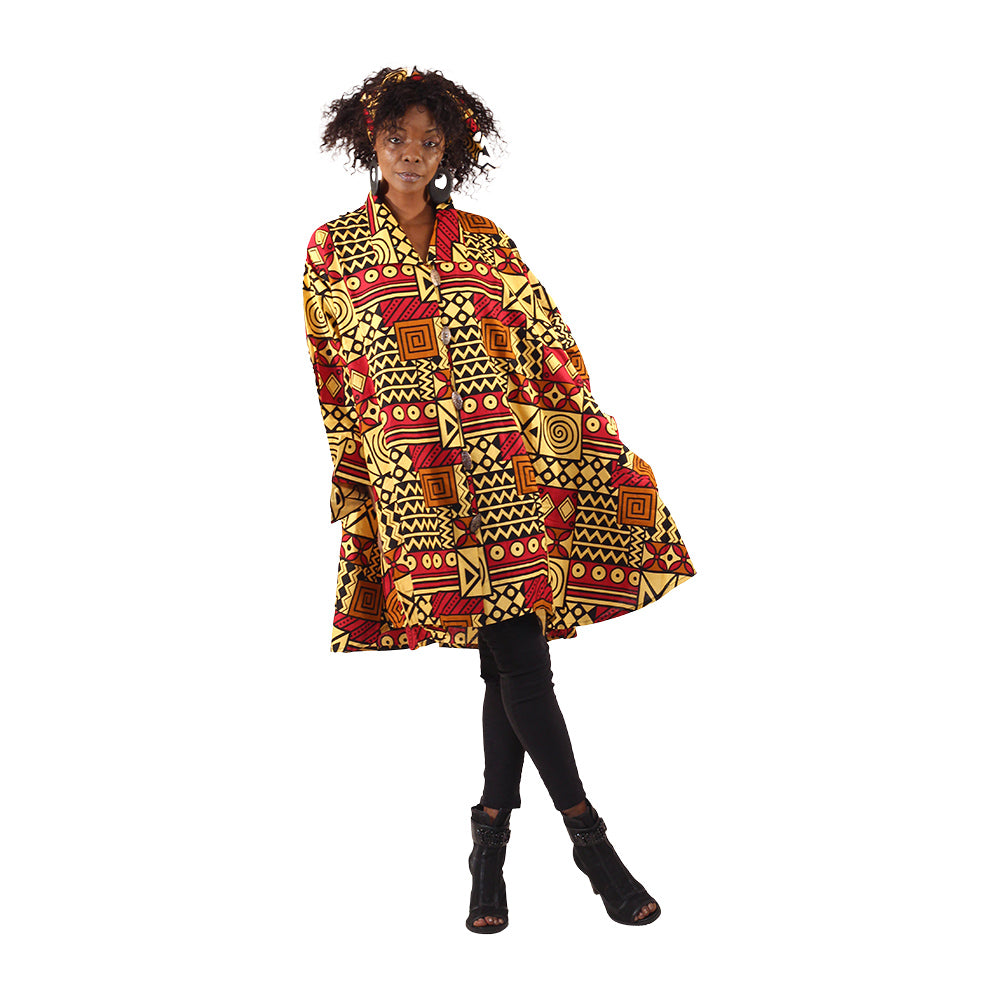 Ankara Print Button Hi/Lo Shirt - Style A