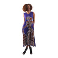 Long Sleeveless African Woman Print Cotton Dress - Royal Blue - 1X/2X
