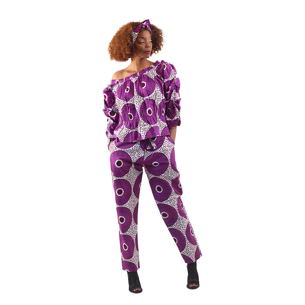 Ankara Print Elastic Top & Pant Set - Style A - 2X