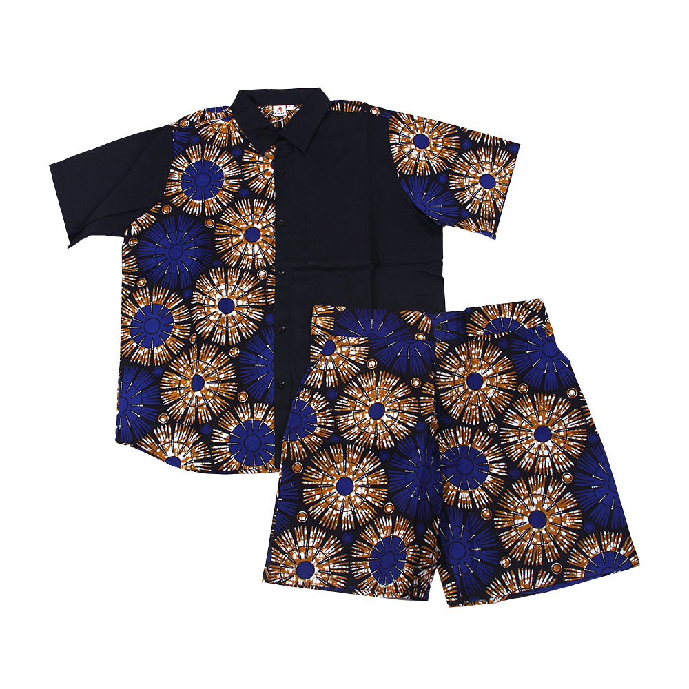 Ankara Print Button-down Shirt and Short Set - LG - Style A