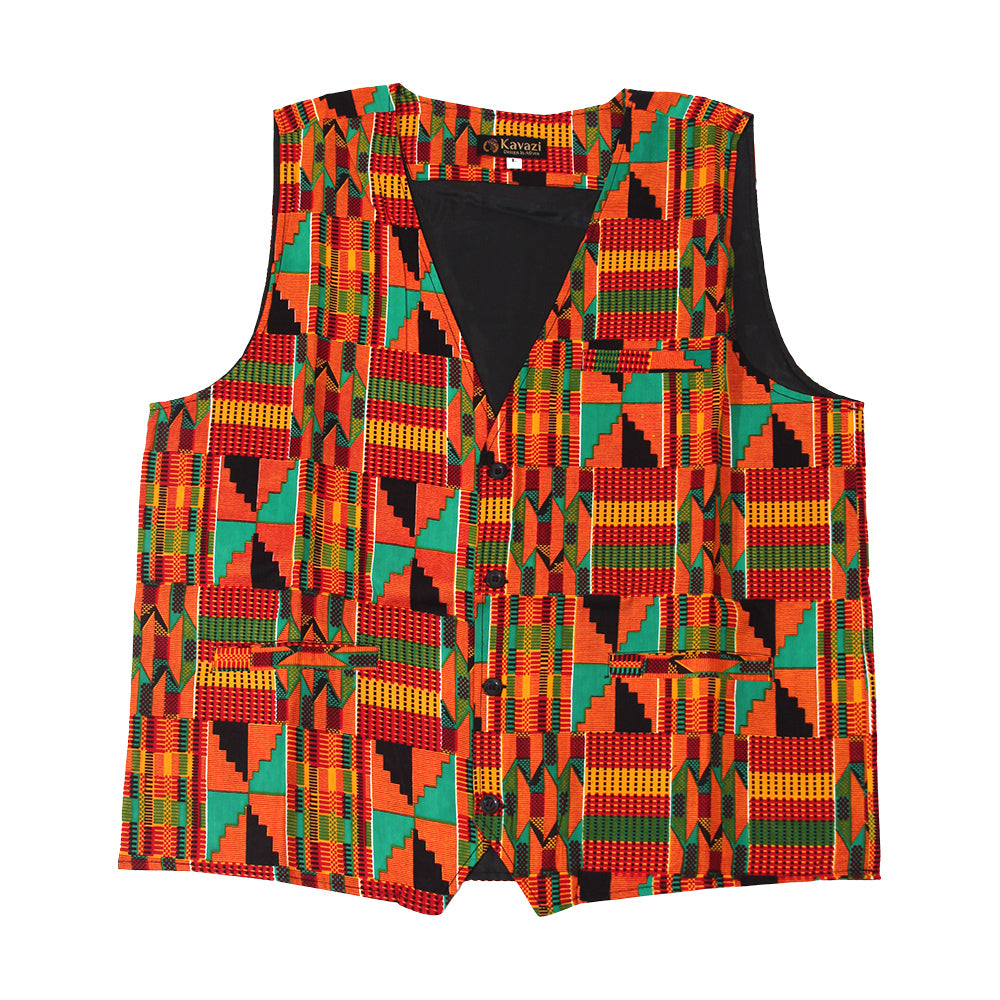 African Designer Kente Vest - 2X - #2