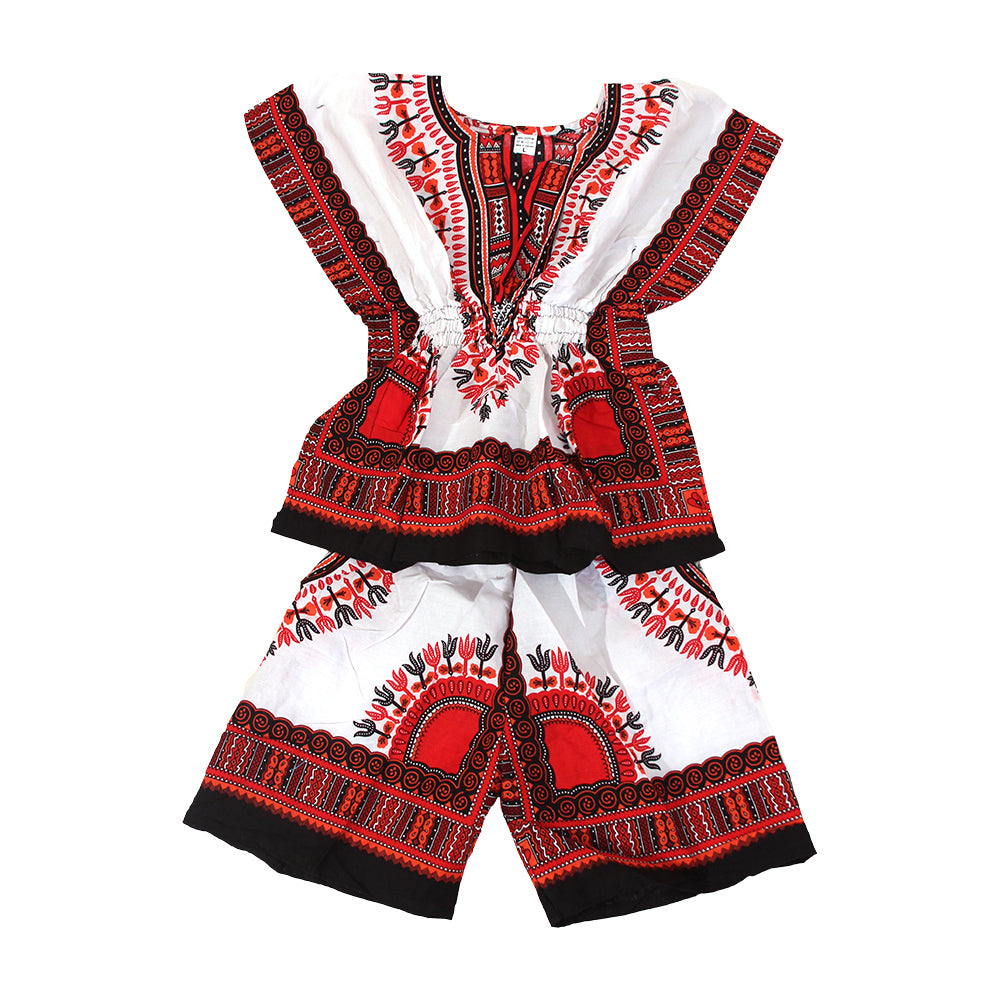 Children's Elastic Dashiki Set - Blue - Large
