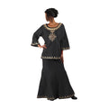Women's Embroidered Long-sleeve Two-piece Skirt Set - Black/Gold - Size 10
