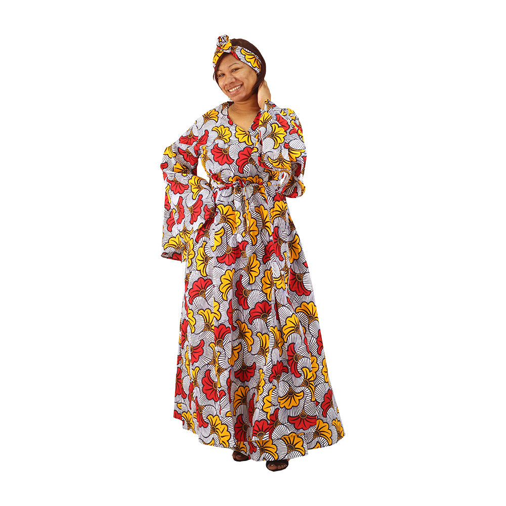 Ankara Print Hathi Wrap Dress - ONE SIZE - Style A