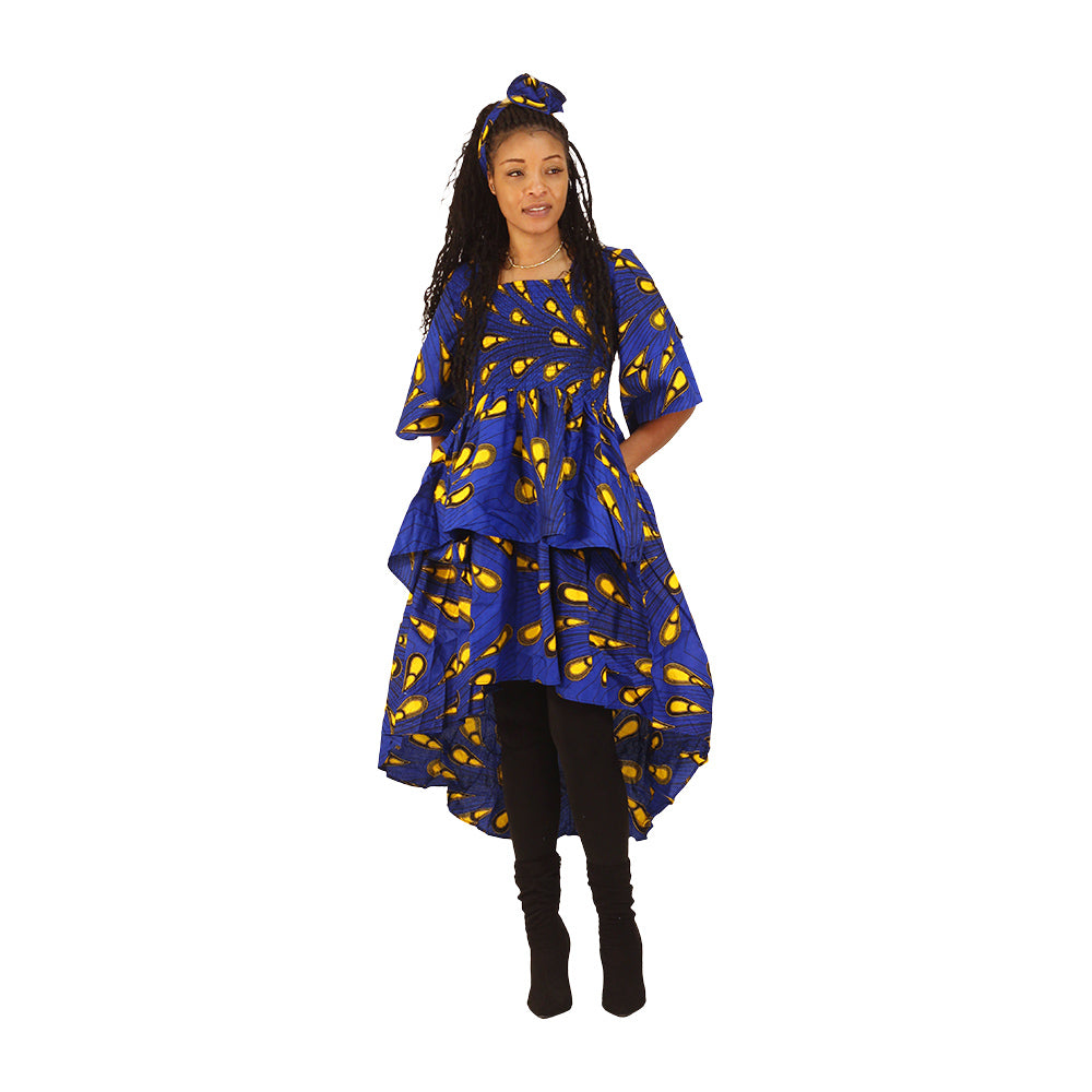 Ankara Print Hi-Low Stretch Dress - ONE SIZE - Style A