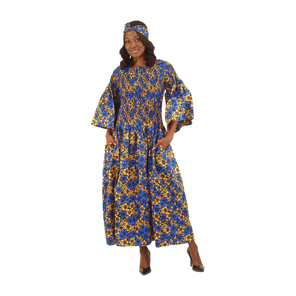 Ankara Print Flare-Sleeve Stretch Top Dress - Style A
