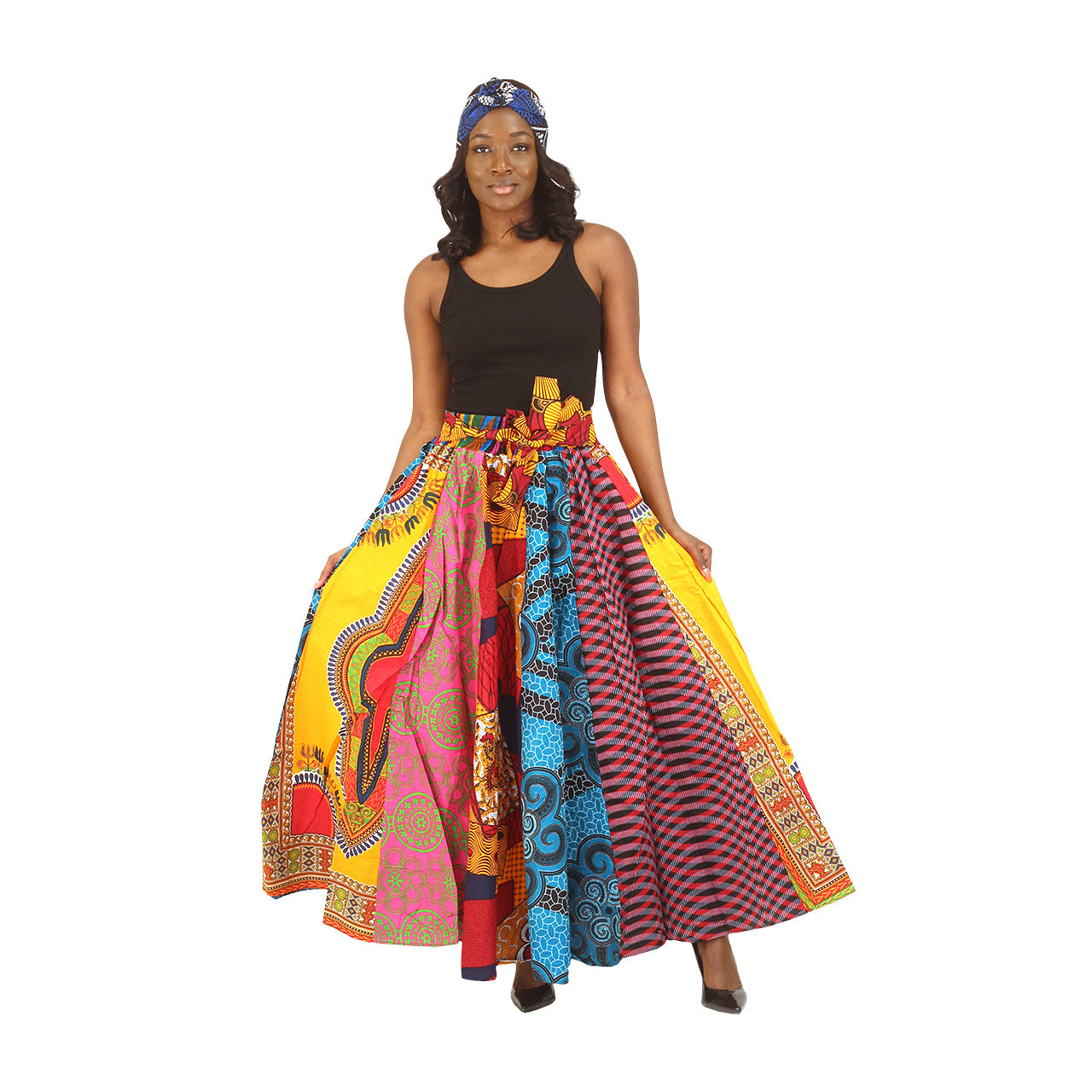 Ankara Print Maxi Skirt & Scarf - Style A