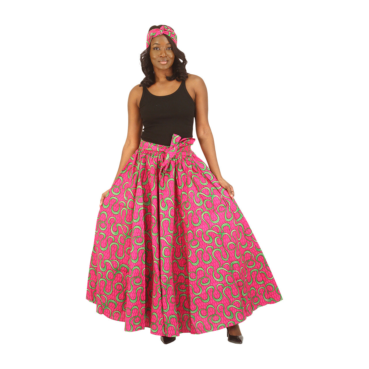 Ankara Print Maxi Skirt & Scarf - Style A