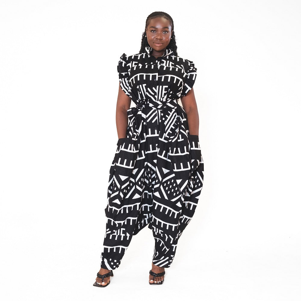 Ankara Print Wide-Leg Sleeveless Jumpsuit - Style A