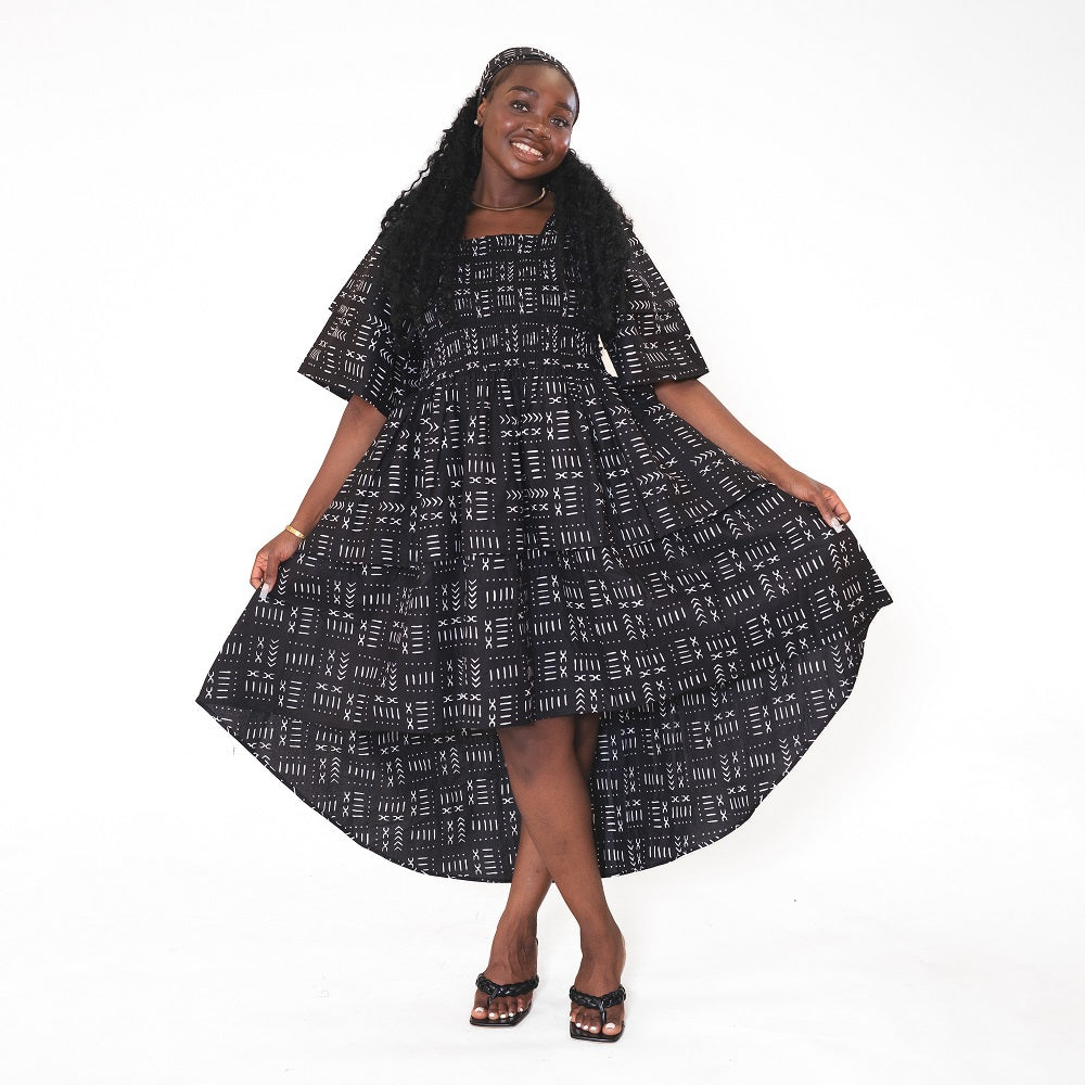 Ankara Print Hi-Low Stretch Dress - ONE SIZE - Style A
