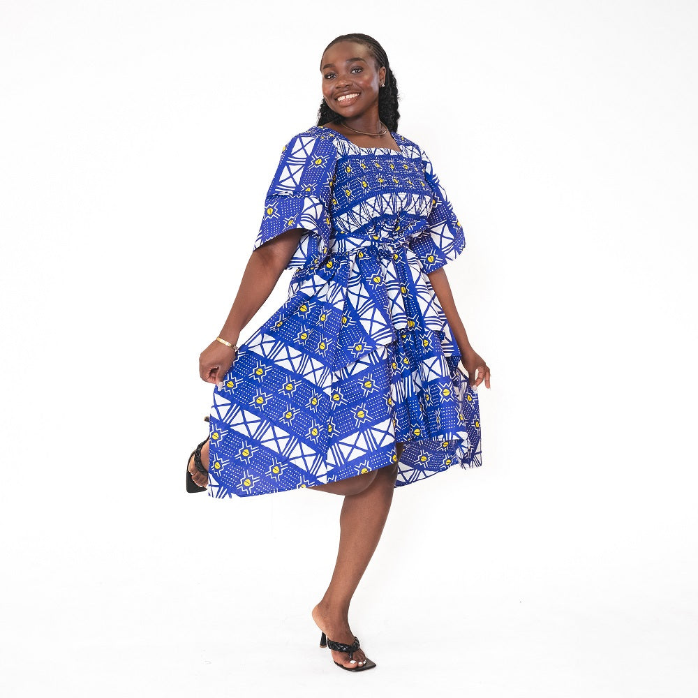 Ankara Print Hi-Low Stretch Dress - ONE SIZE - Style A
