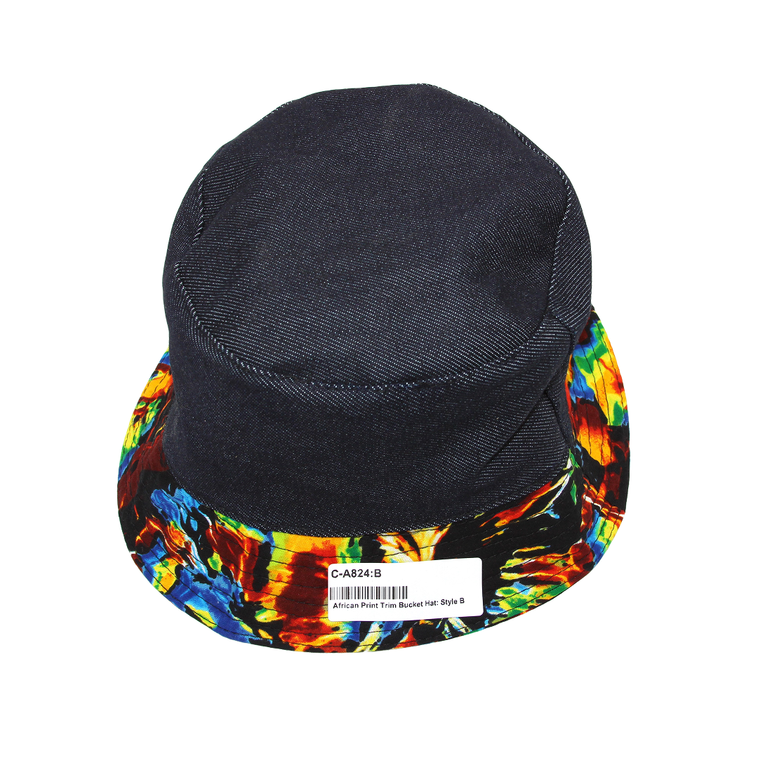African Print Trim Bucket Hat - Style A
