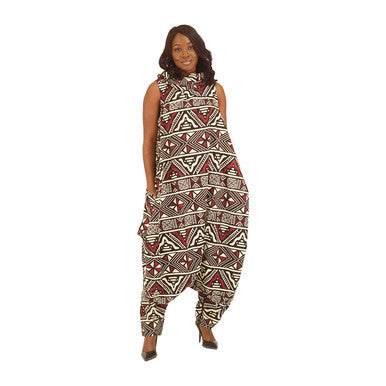 Big Ankara Print Zip Jumpsuit - Style A