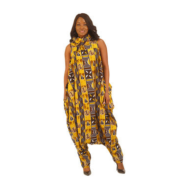 Big Ankara Print Zip Jumpsuit - Style A