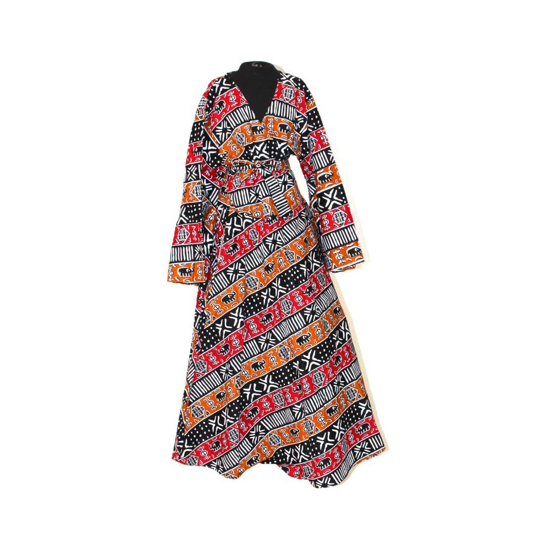Ankara Print Elegance Wrap Dress - Style A