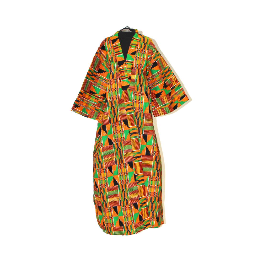 African Print Long Kimono - FREE SIZE - Style A