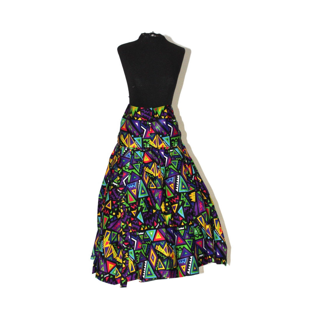 Ankara Print Short Skirt w/ Scarf - Style A