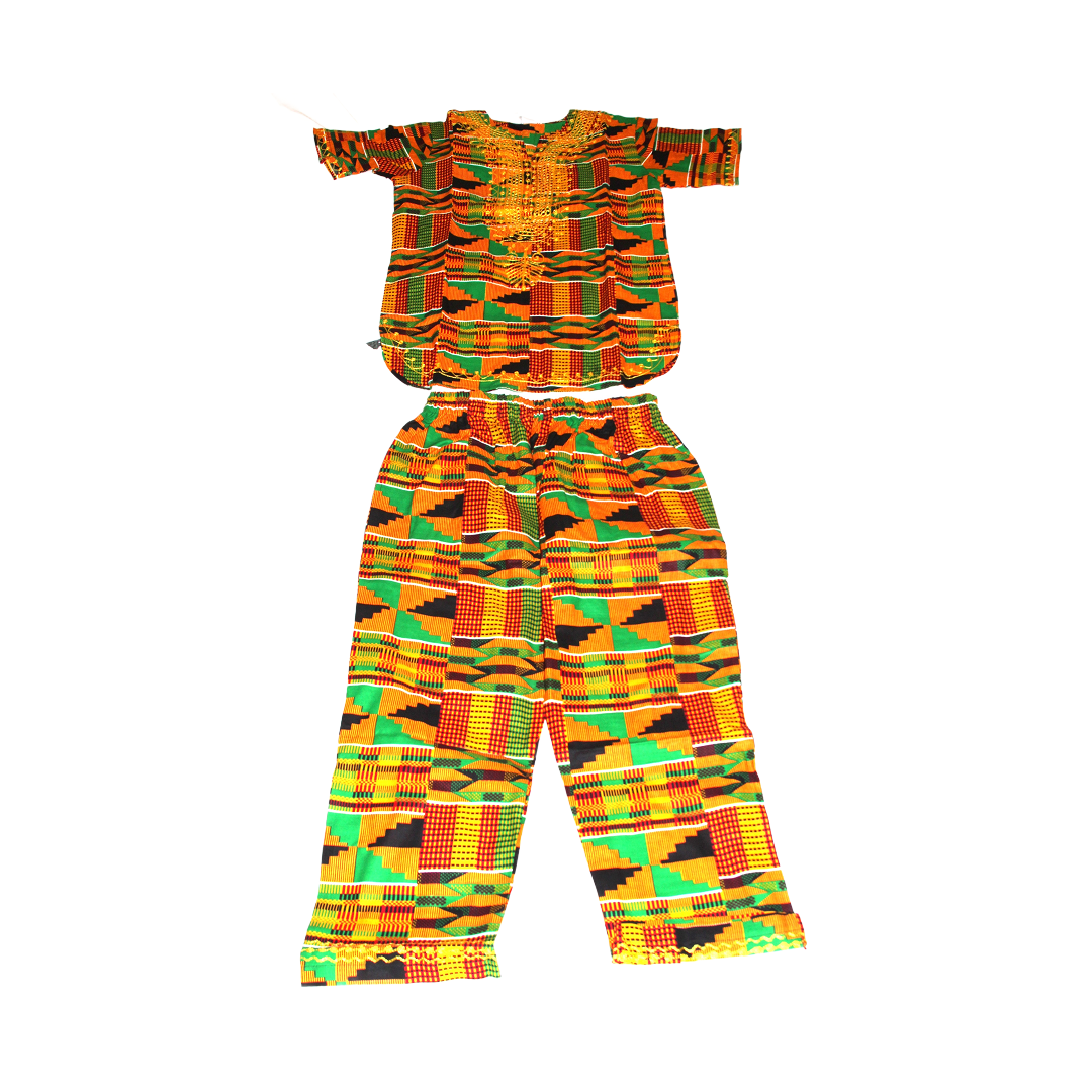 Children's Embroidered Kente 3-piece Pants Set - Size 10 - Style A