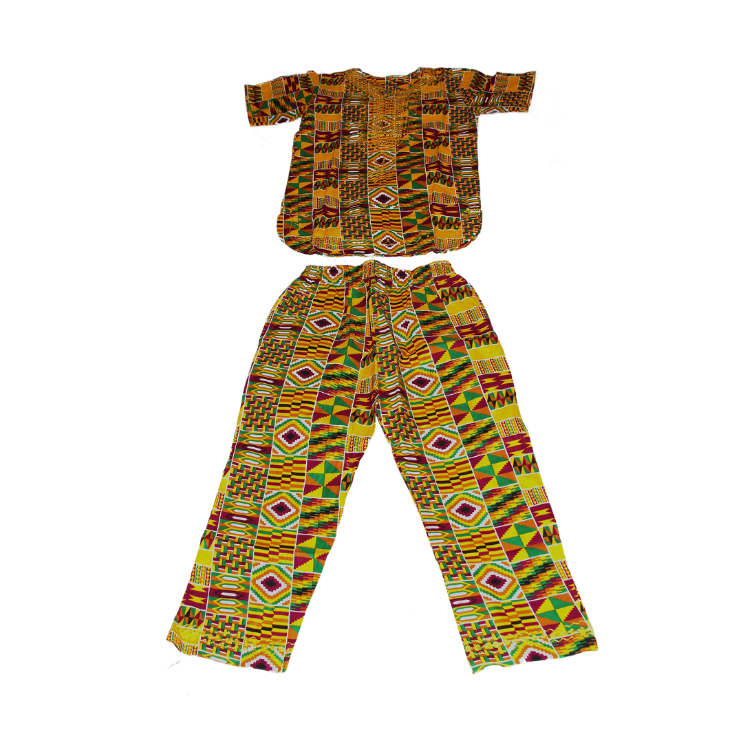 Children's Embroidered Kente 3-piece Pants Set - Size 10 - Style A