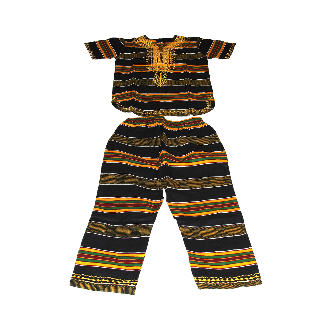 Children's Embroidered Kente 3-piece Pants Set - Size 10 - Style A