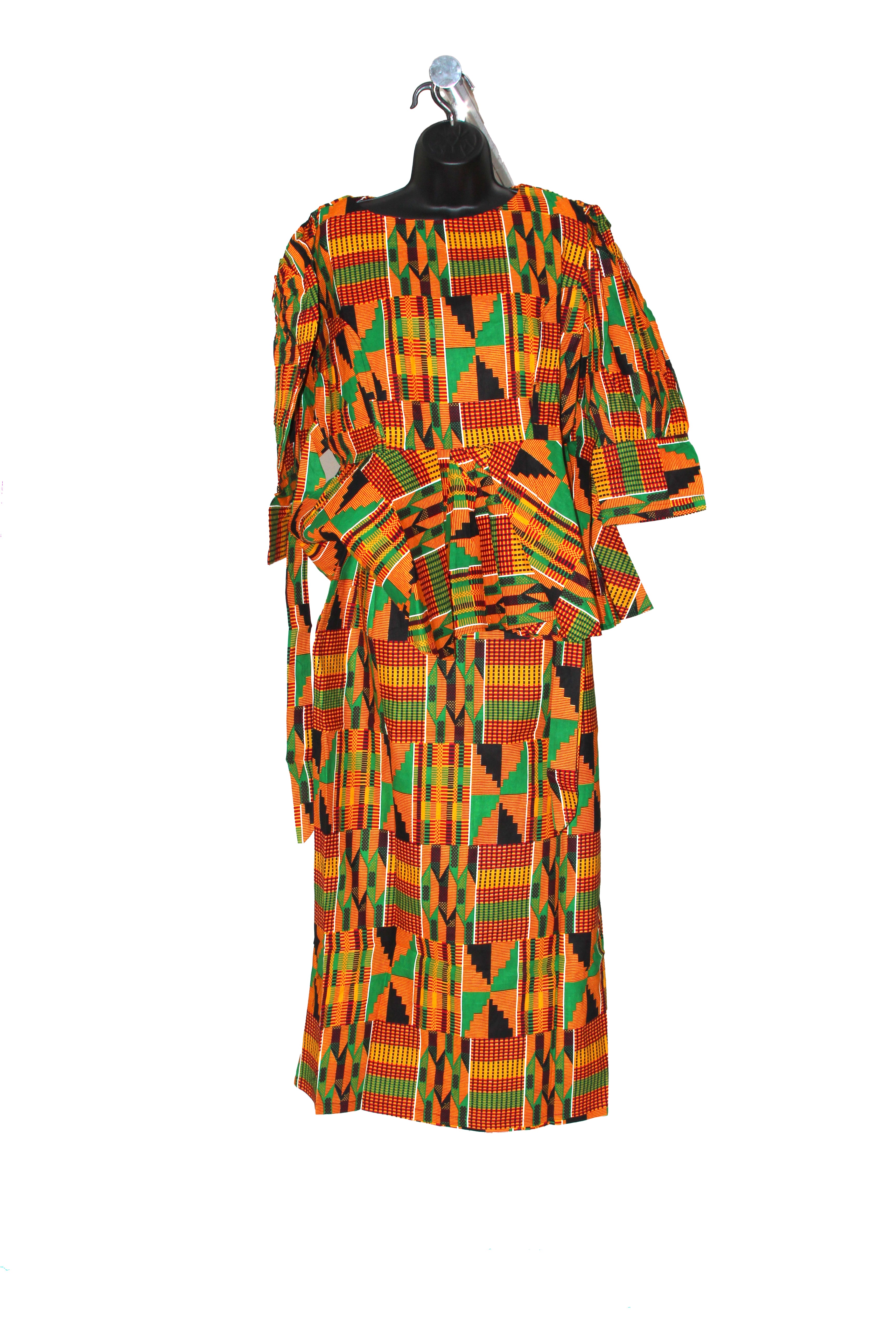 Ankara Print Top and Split Cut Skirt Set - 2X - Style A