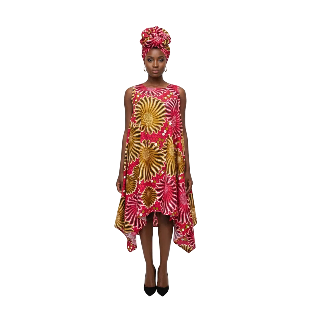 Ankara Print Umbrella Dress - Style-A