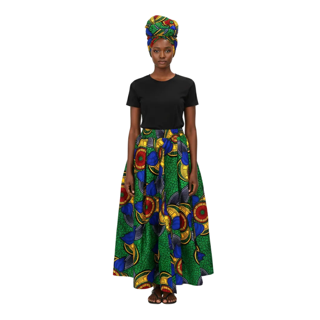 Ankara Print Maxi Long Skirt - Free Size - Style A