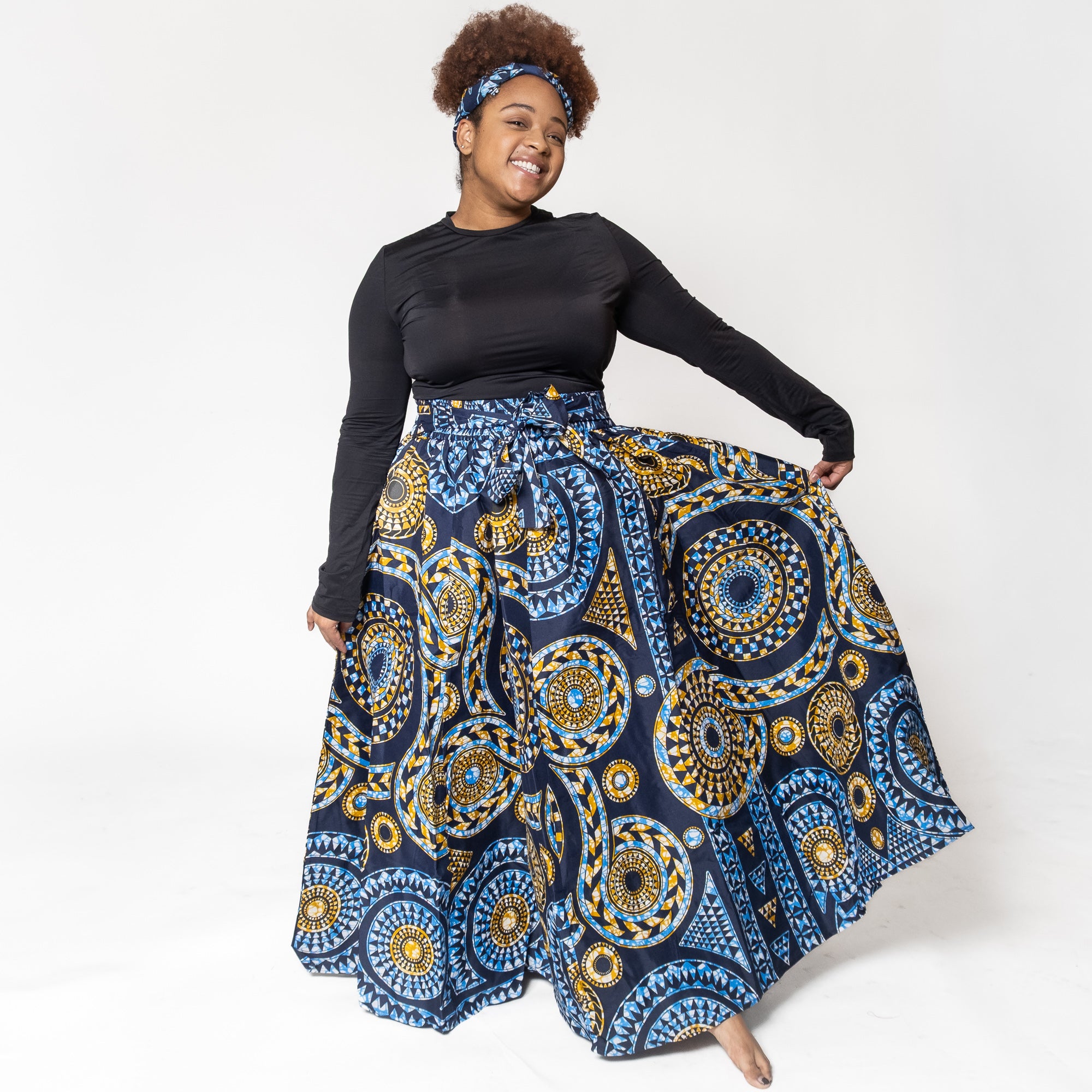 Ankara Print Maxi Long Skirt - Free Size - Style A