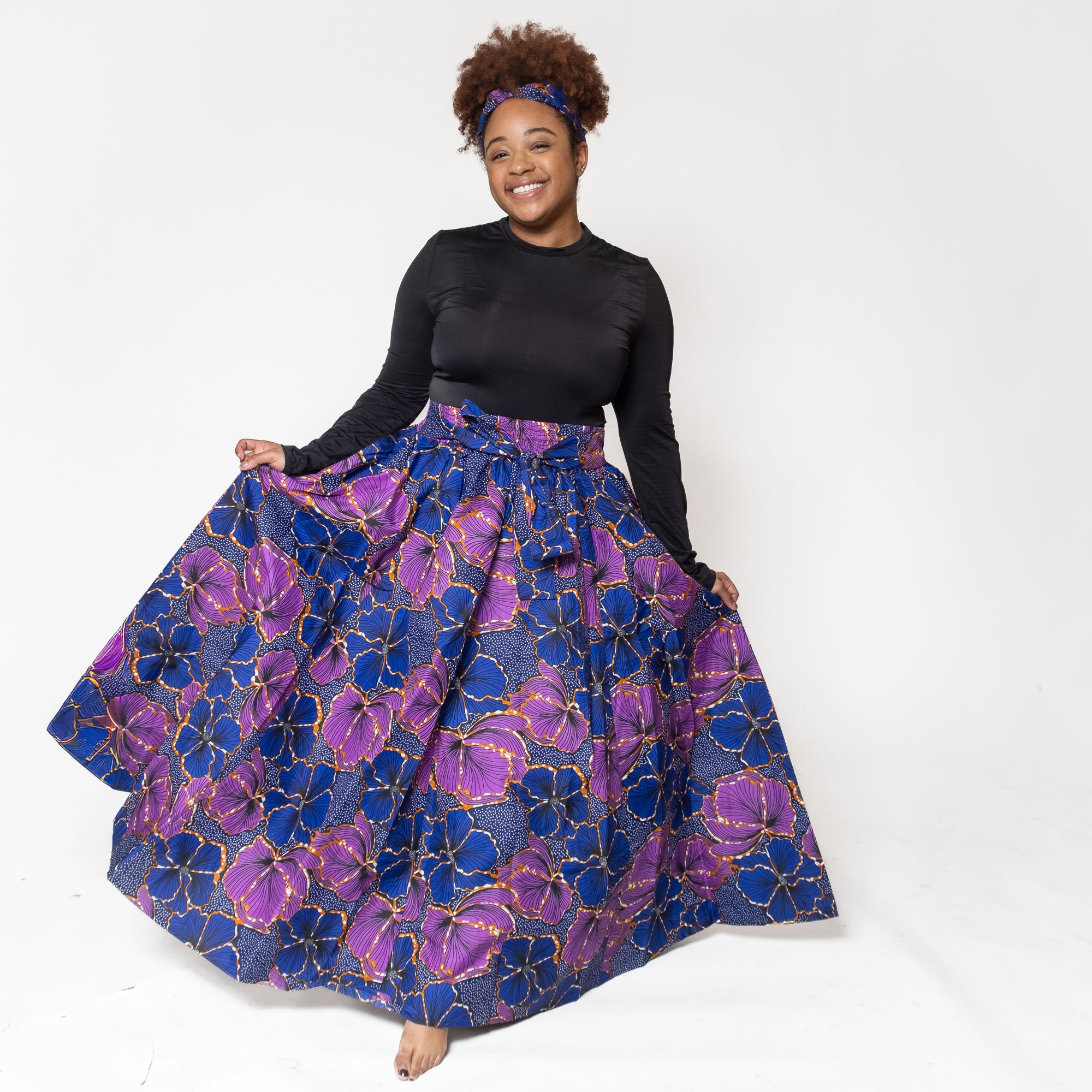 Ankara Print Maxi Long Skirt - Free Size - Style A