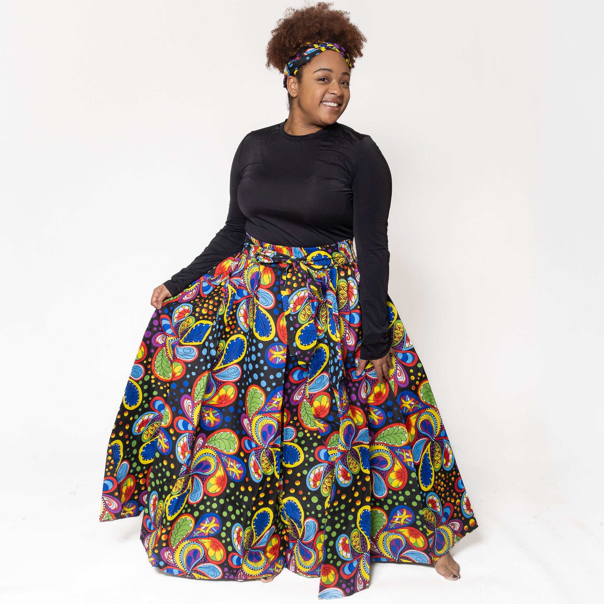 Ankara Print Maxi Long Skirt - Free Size - Style A