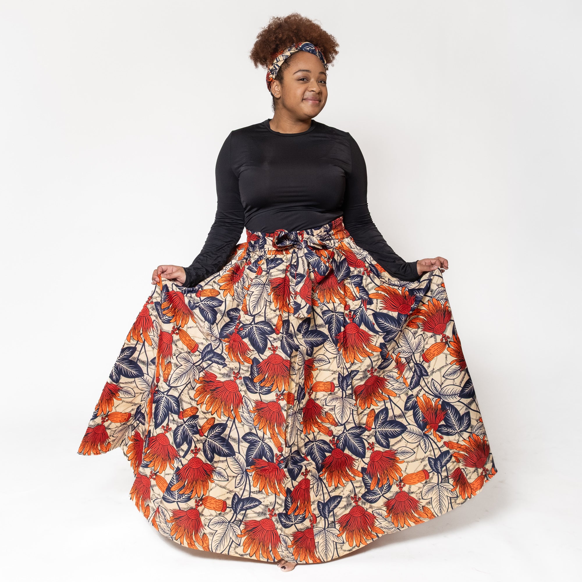Ankara Print Maxi Long Skirt - Free Size - Style A