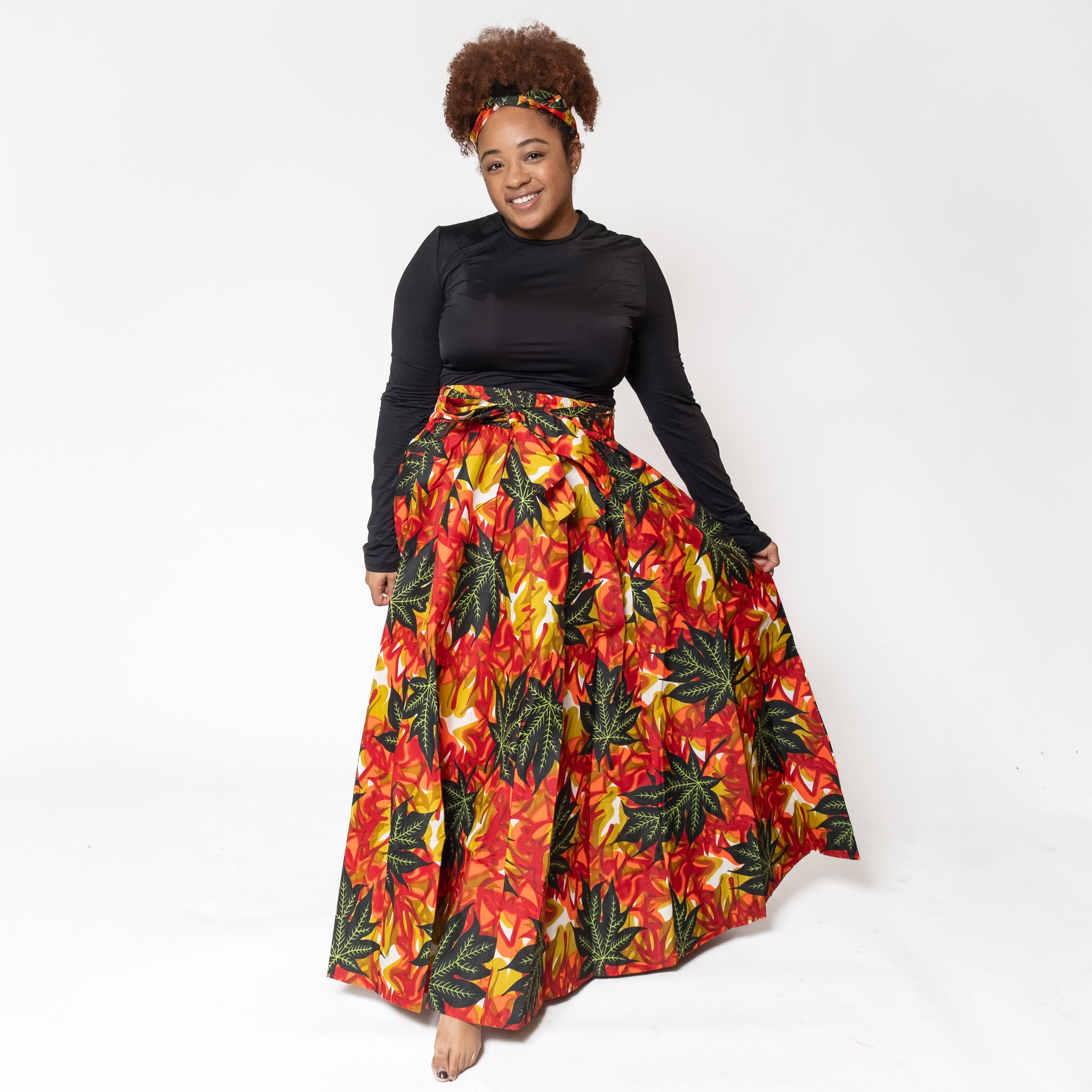 Ankara Print Maxi Long Skirt - Free Size - Style A