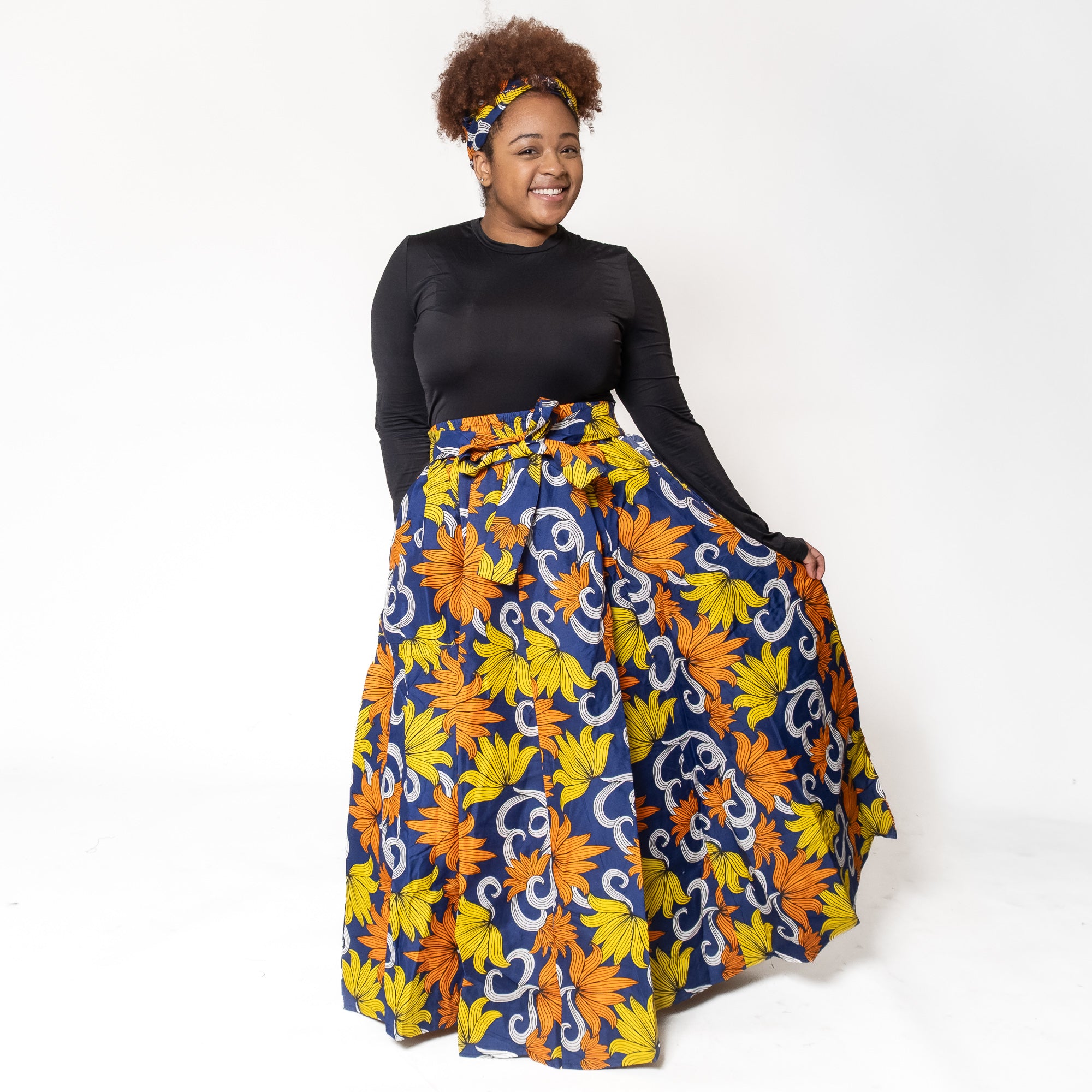 Ankara Print Maxi Long Skirt - Free Size - Style A