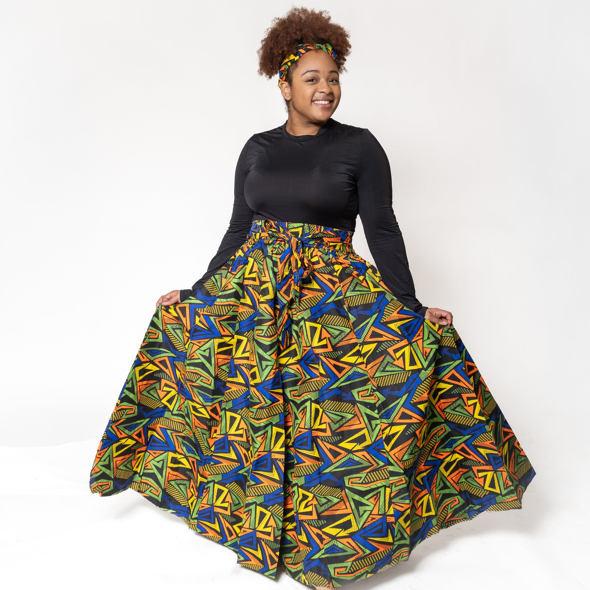 Ankara Print Maxi Long Skirt - Free Size - Style A