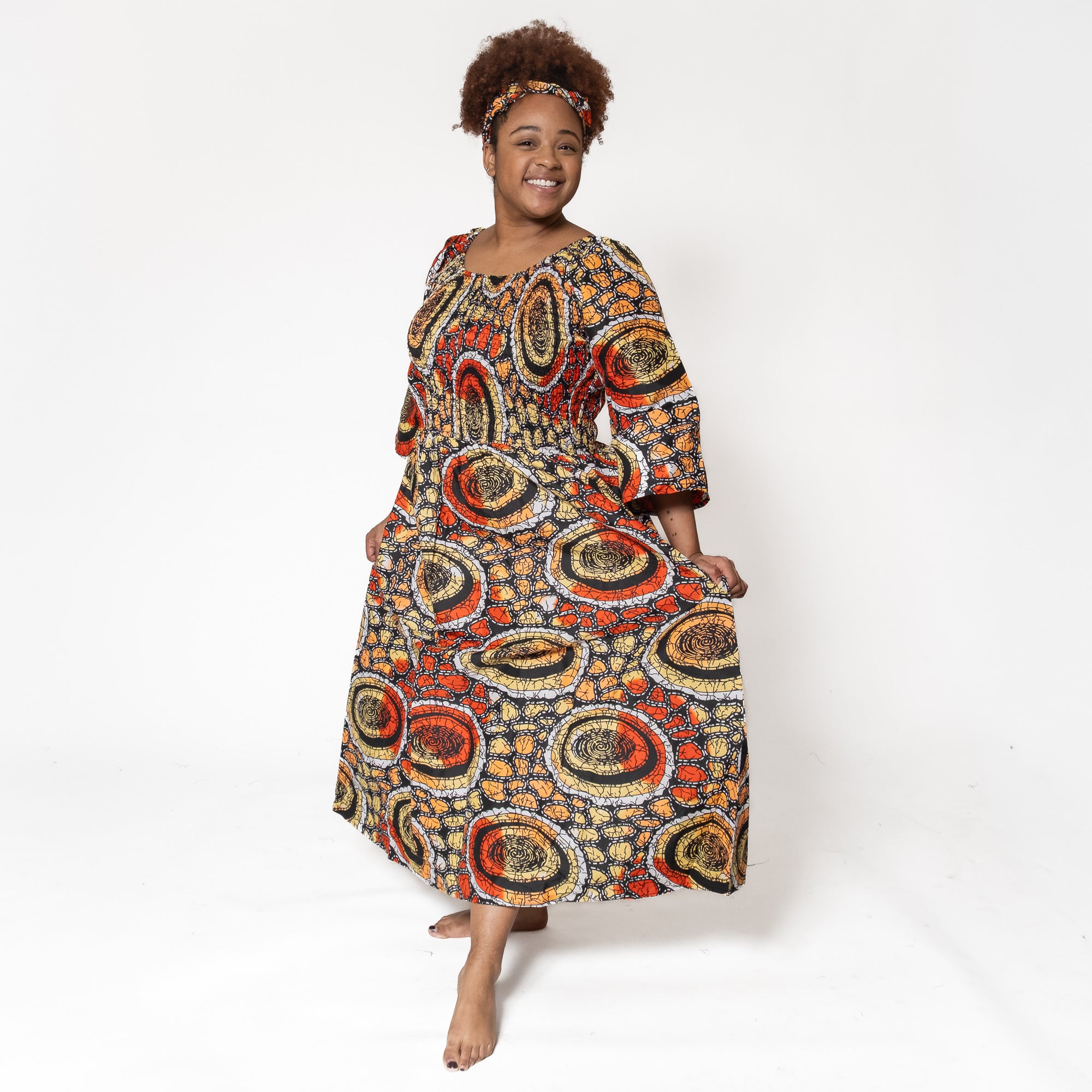 Ankara Print Smocked Top Dress - ONE SIZE - Style A