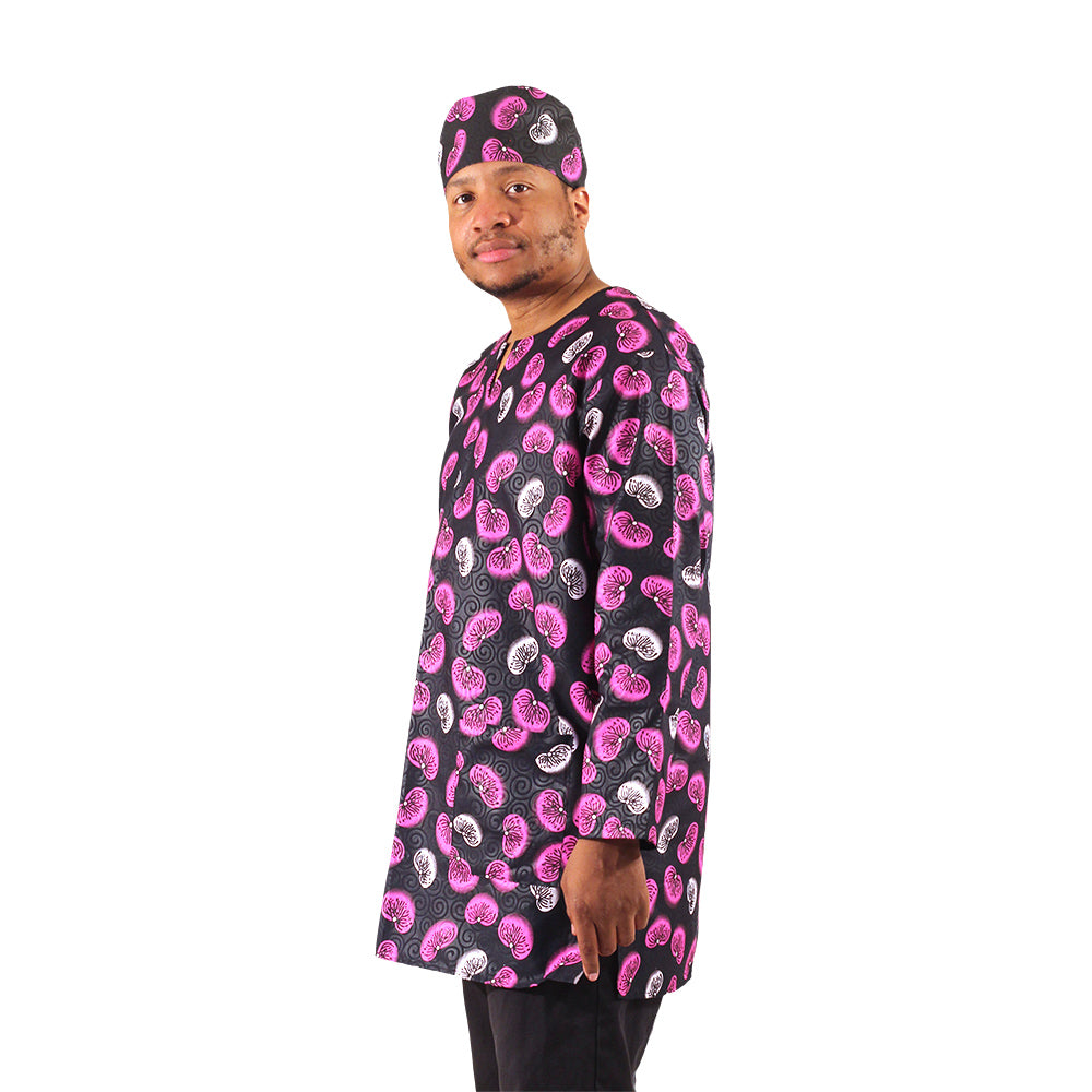 African Print LS Dashiki & Cap - Style A - 2X