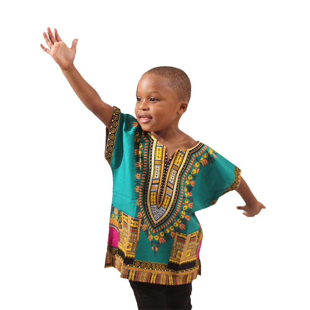 Children's Traditional Dashiki - Black/Blue - Large