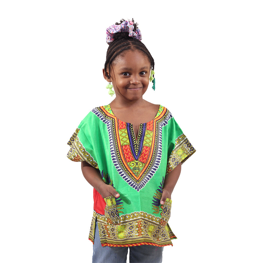 Children's Traditional Dashiki - Black/Blue - Large