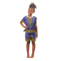 Children's Elastic Dashiki Set - Blue - Large