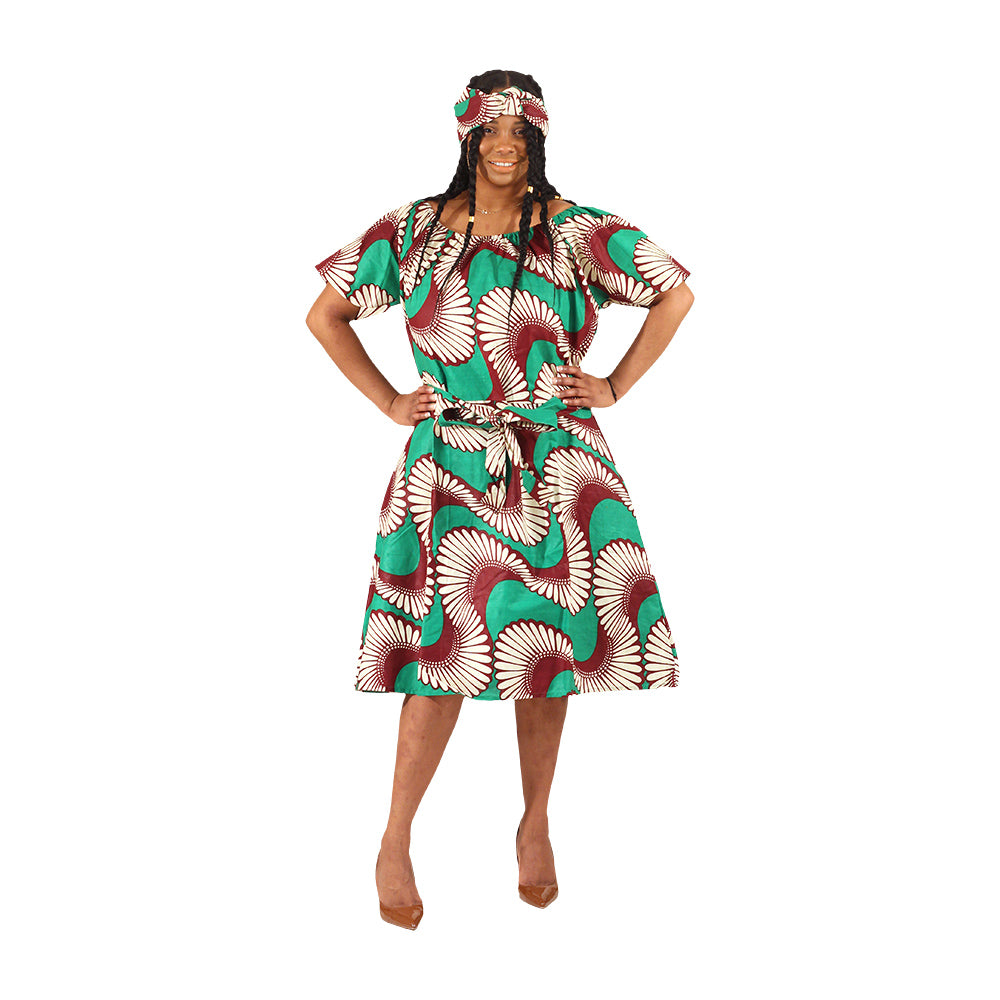 African Print Tie Waist Dress - Style A