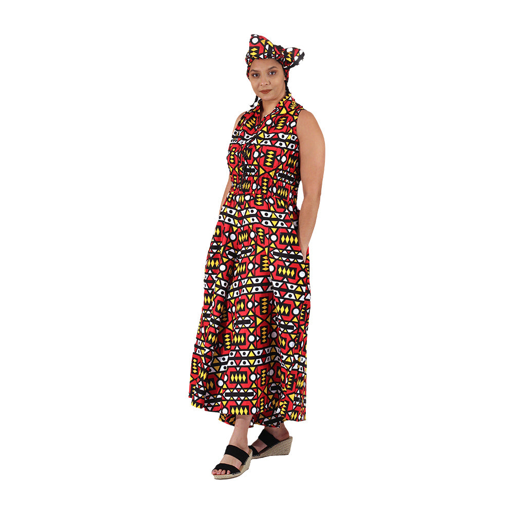 African Print Sleeveless Jumpsuit - Style A